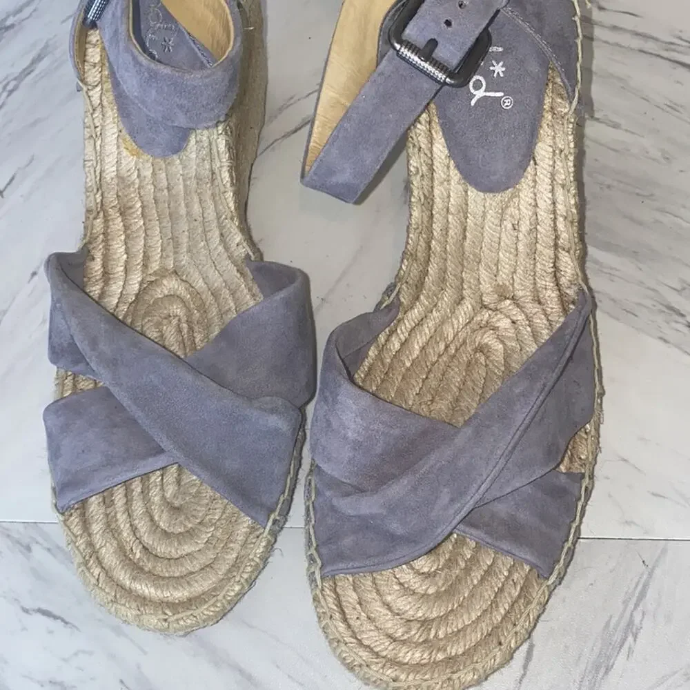 Splendid Leather Strap Cross Wedges Espadrille Sandals Like New Size 11